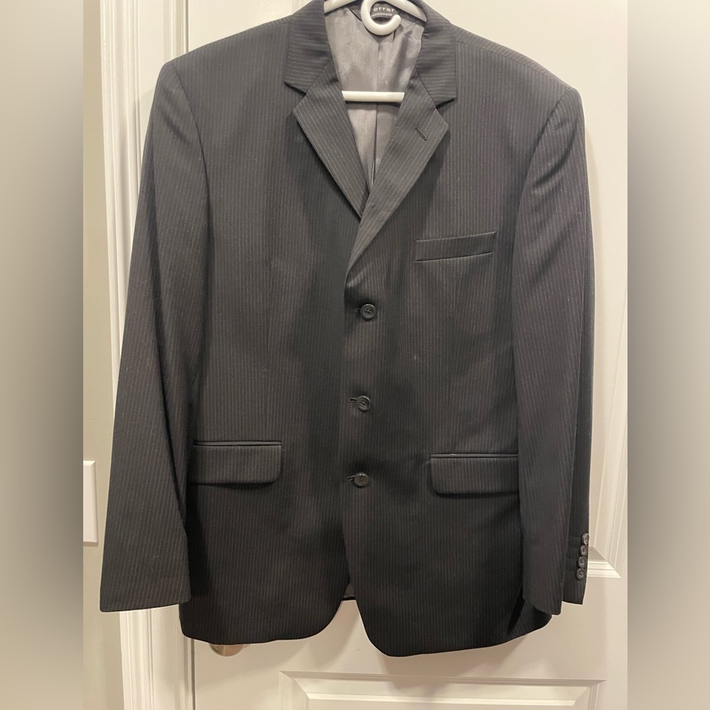 JF J.Ferrar Black Pinstripe Men's Suit